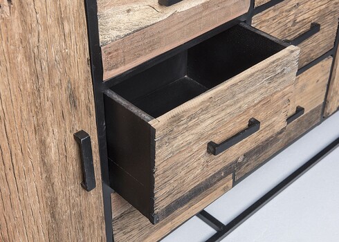 Kummut DAKOTA kulutatud puit / must, 180x40xH90 cm