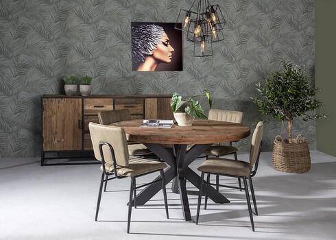 Kummut DAKOTA kulutatud puit / must, 180x40xH90 cm