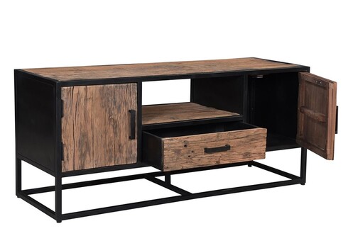 Tv-alus DAKOTA kulutatud puit / must, 130x45xH55 cm