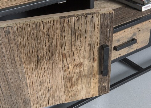 Tv-alus DAKOTA kulutatud puit / must, 130x45xH55 cm