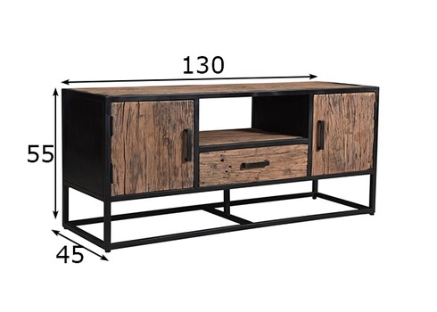 Tv-alus DAKOTA kulutatud puit / must, 130x45xH55 cm