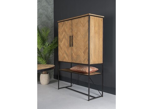 Kapp-riiul ACCENT naturaalne puit / must, 120x45xH180 cm