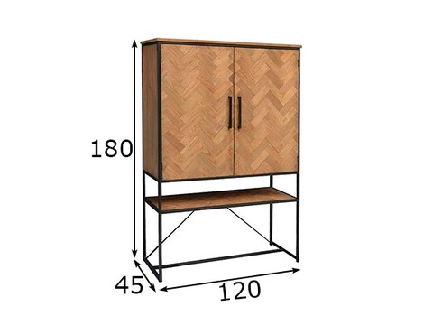 Kapp-riiul ACCENT naturaalne puit / must, 120x45xH180 cm