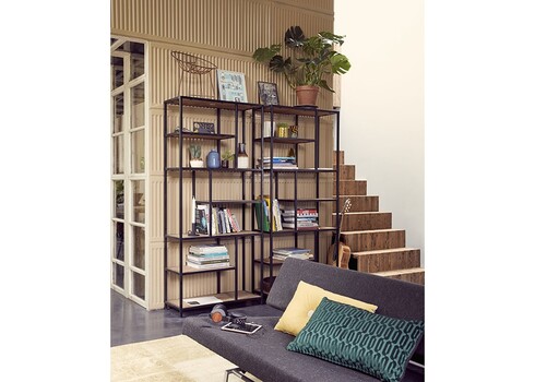 Riiul FLOW naturaalne puit / must, 85x35xH188 cm