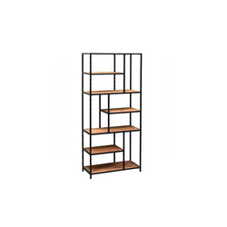 Riiul FLOW naturaalne puit / must, 85x35xH188 cm