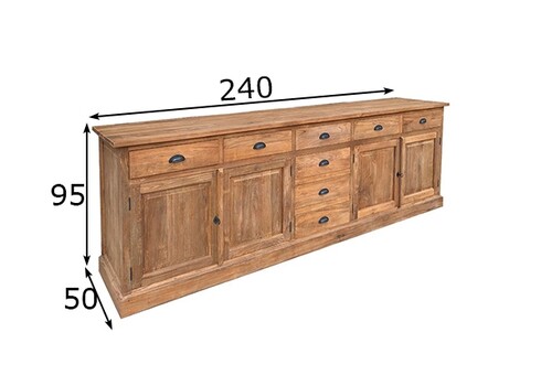 Kummut BIERENS naturaalne puit, 240x50xH95 cm