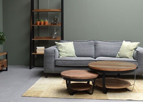 Diivanilaud MARK naturaalne puit / must, 85x85xH44 cm