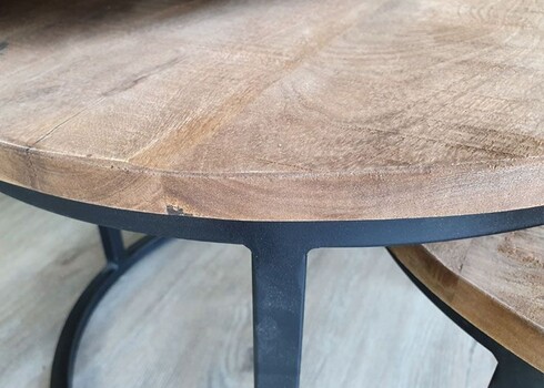 Diivanilaudade komplekt JERREL naturaalne puit / must, 3 tk