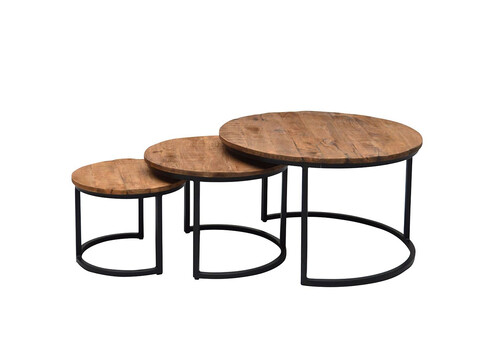 Diivanilaudade komplekt JERREL naturaalne puit / must, 3 tk