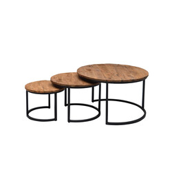 Diivanilaudade komplekt JERREL naturaalne puit / must, 3 tk