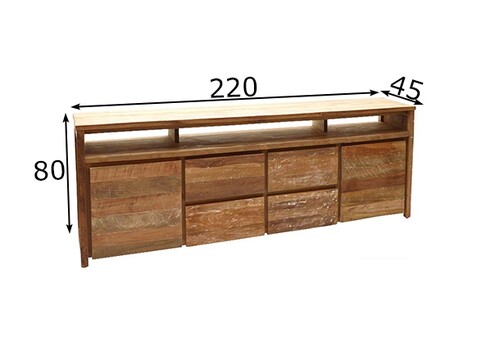 Kummut LOS ANGELES naturaalne puit, 220x45xH80 cm