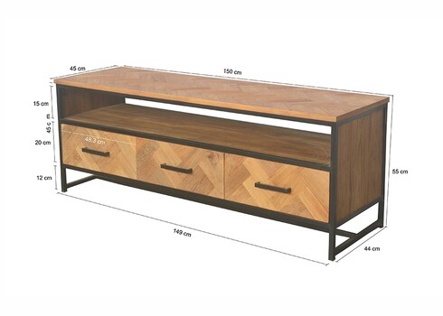 Tv-alus ACCENT naturaalne puit / must, 150x45xH50 cm