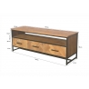 Tv-alus ACCENT naturaalne puit / must, 150x45xH50 cm