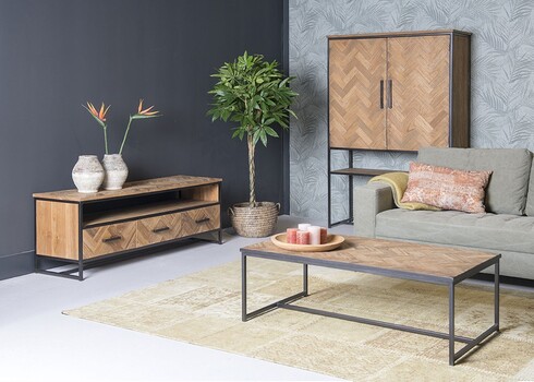 Tv-alus ACCENT naturaalne puit / must, 150x45xH50 cm