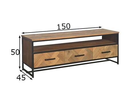 Tv-alus ACCENT naturaalne puit / must, 150x45xH50 cm