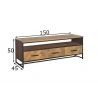 Tv-alus ACCENT naturaalne puit / must, 150x45xH50 cm