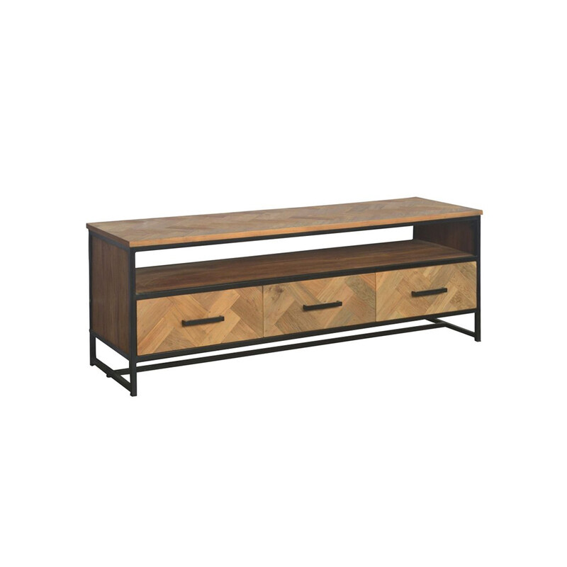 Tv-alus ACCENT naturaalne puit / must, 150x45xH50 cm