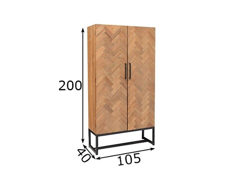 Kapp ACCENT naturaalne puit / must, 105x40xH200 cm