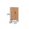 Kapp ACCENT naturaalne puit / must, 105x40xH200 cm