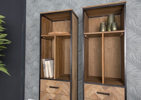 Kapp-riiul ACCENT naturaalne puit / must, 55x45xH200 cm