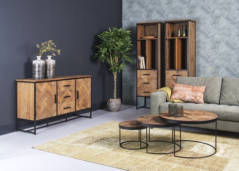 Kapp-riiul ACCENT naturaalne puit / must, 55x45xH200 cm