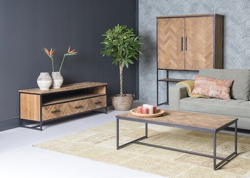 Tv-alus ACCENT naturaalne puit / must, 180x45xH50 cm