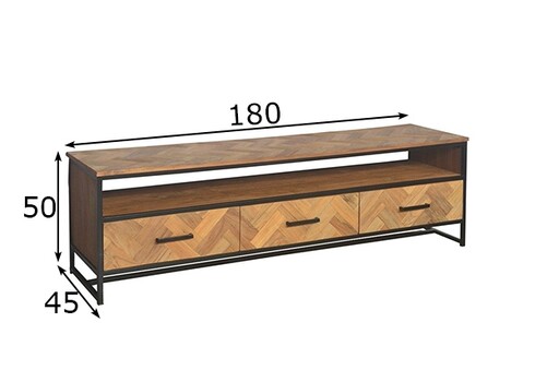 Tv-alus ACCENT naturaalne puit / must, 180x45xH50 cm