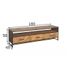 Tv-alus ACCENT naturaalne puit / must, 180x45xH50 cm