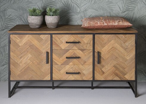 Kummut ACCENT naturaalne puit / must, 145x45xH85 cm