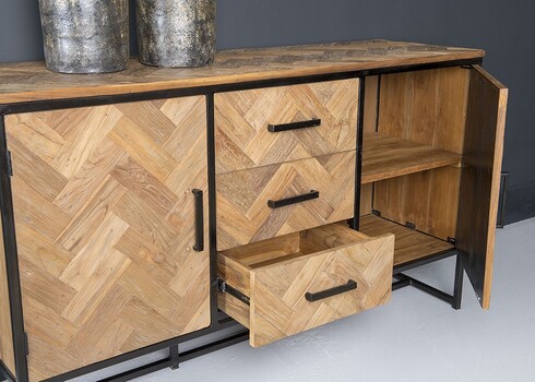 Kummut ACCENT naturaalne puit / must, 145x45xH85 cm