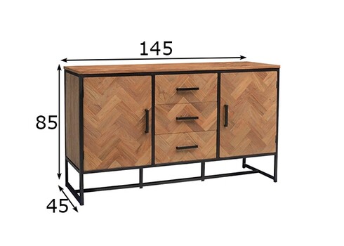 Kummut ACCENT naturaalne puit / must, 145x45xH85 cm