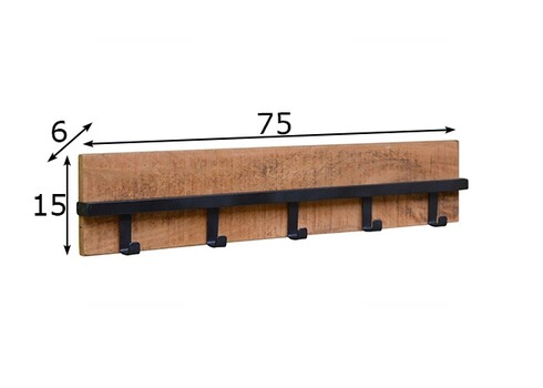 Nagi ETHAN naturaalne puit / must, 75x6xH15 cm