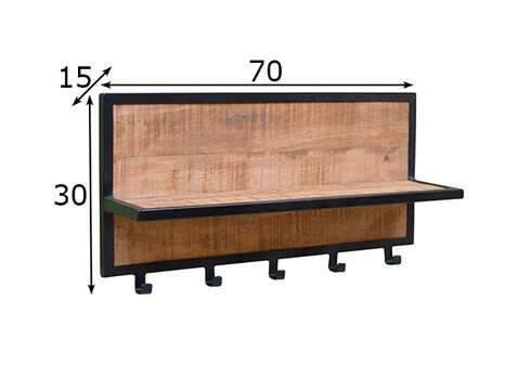 Nagi CARO naturaalne puit / must, 70x15xH30 cm