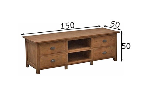 Tv-alus DAISY naturaalne puit, 110x40xH50 cm