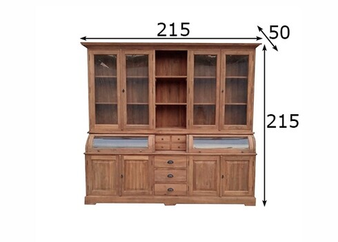Puhvetkapp BASTIAAN naturaalne puit, 215x50xH215 cm