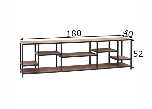 Riiul FLOW naturaalne puit / must, 180x40xH52 cm