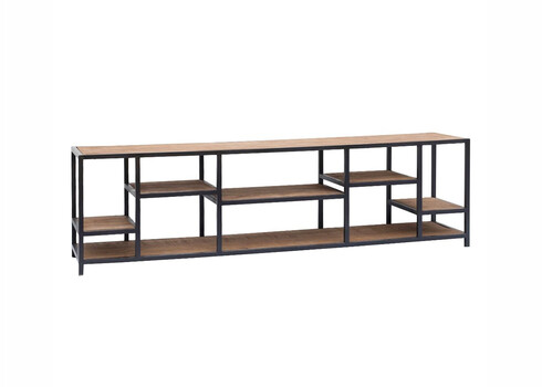 Riiul FLOW naturaalne puit / must, 180x40xH52 cm