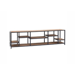 Riiul FLOW naturaalne puit / must, 180x40xH52 cm
