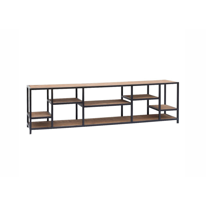 Riiul FLOW naturaalne puit / must, 180x40xH52 cm