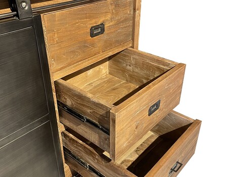 Kapp-riiul MELANI naturaalne puit / must, 200x45xH220 cm