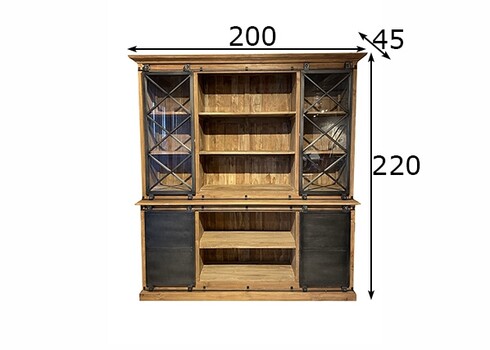 Kapp-riiul MELANI naturaalne puit / must, 200x45xH220 cm