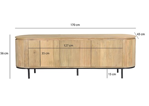 Kummut NOOR helepruun / must, 170x43xH56 cm