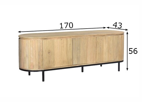 Kummut NOOR helepruun / must, 170x43xH56 cm