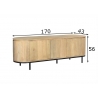 Kummut NOOR helepruun / must, 170x43xH56 cm