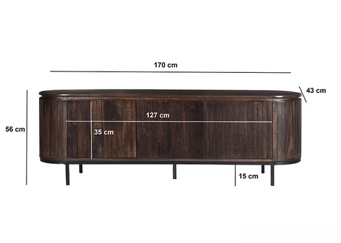 Kummut NOOR pruun / must, 170x43xH56 cm