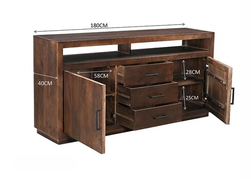 Kummut JAXX tumepruun, 180x40xH85 cm