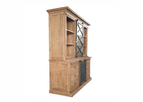 Kapp-riiul MELANI naturaalne puit / must, 150x45xH220 cm