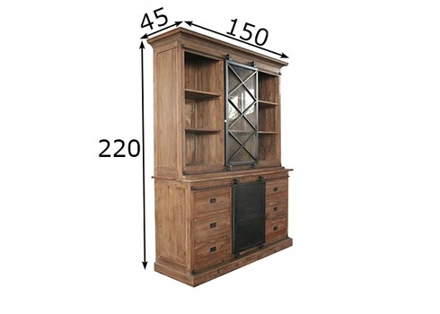 Kapp-riiul MELANI naturaalne puit / must, 150x45xH220 cm