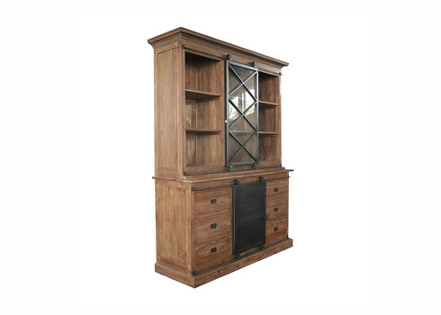 Kapp-riiul MELANI naturaalne puit / must, 150x45xH220 cm