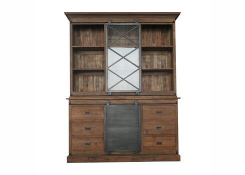 Kapp-riiul MELANI naturaalne puit / must, 150x45xH220 cm